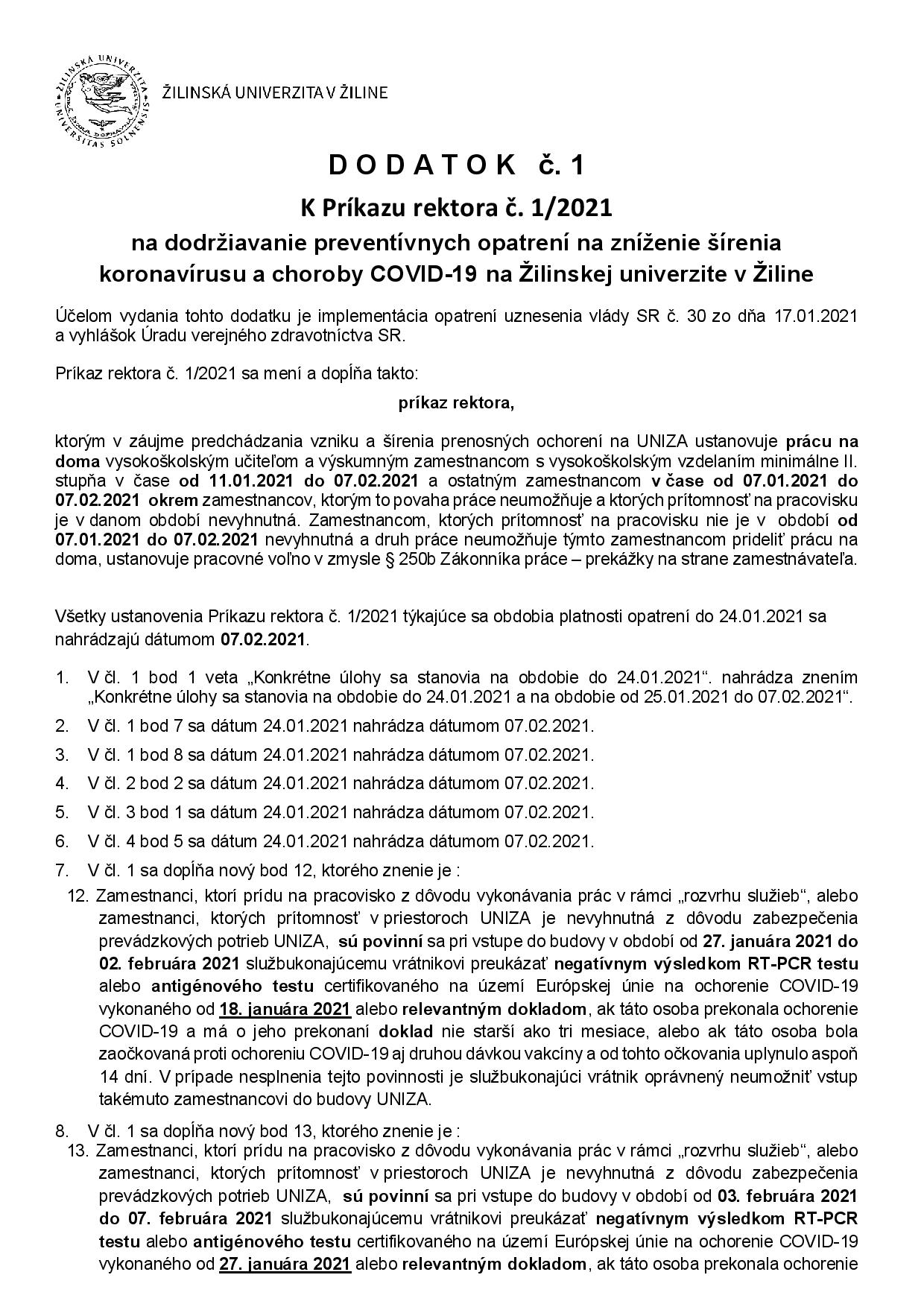 Prikaz rektora 1 2021 DODATOK 1 page 001